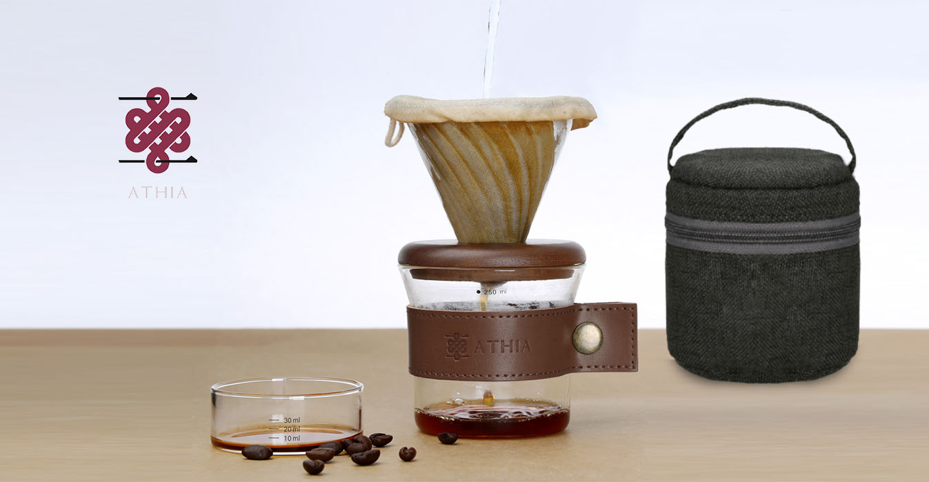 athia dripper,athia Glass Pour Over Coffee Dripper Set, walnut wood